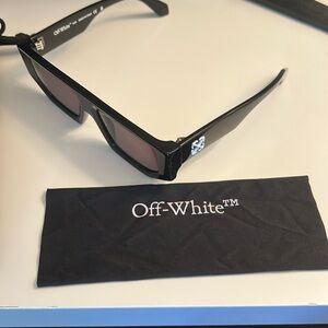 Off-White Black Rectangular Sunglasses with white Logo